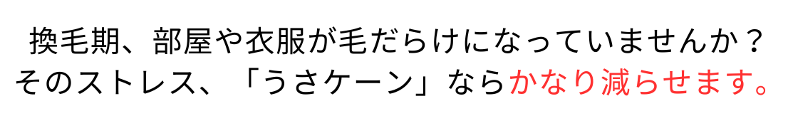 換毛期、部屋や衣服が毛だらけになっていませんか？
そのストレス、「うさケーン」ならかなり減らせます。